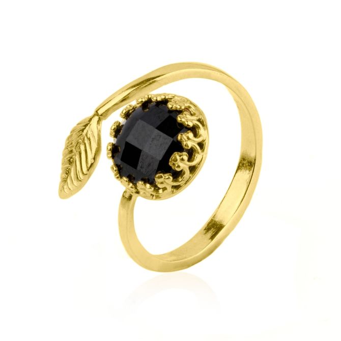 Black Tulip Ring [Big Black Crystal]