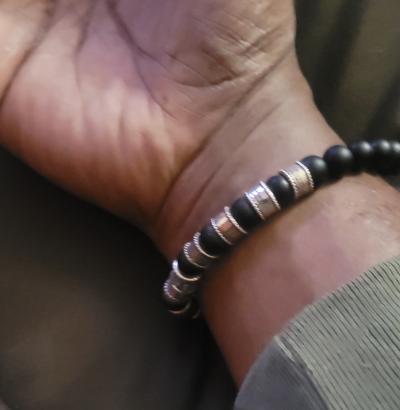 Cross Men Name Bracelet With Black Onyx Stones