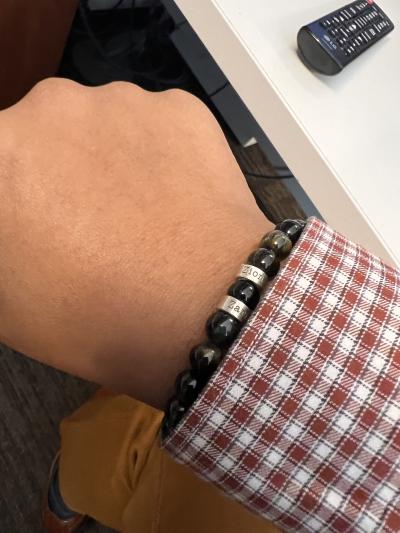 Green Tiger Eye Men Name Bracelet
