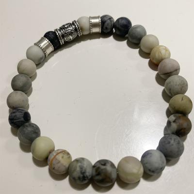 Cross Men Name Bracelet With Picasso Jasper Stones