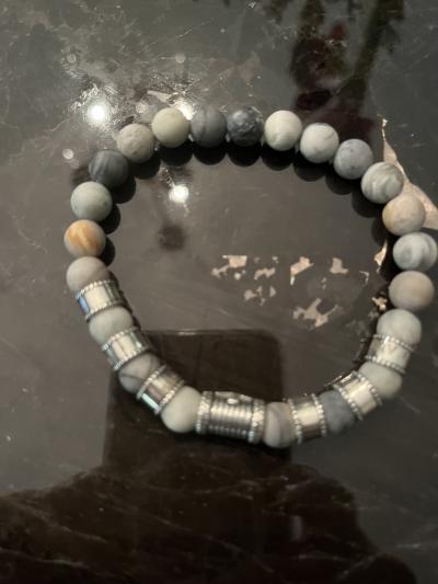 Cross Men Name Bracelet With Picasso Jasper Stones