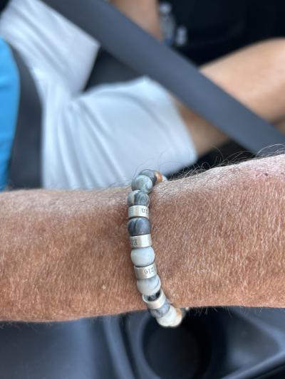 Picasso Jasper Men Name Bracelet - 18K Gold Vermeil