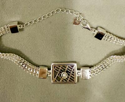 Treasured Spot Map Silhouette Bracelet with Braided Chain [Sterling Silver]