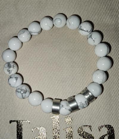 Cross Women Name Bracelet With Howlite Stones [Sterling Silver]