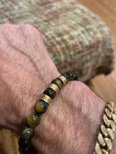 Green Tiger Eye Men Name Bracelet