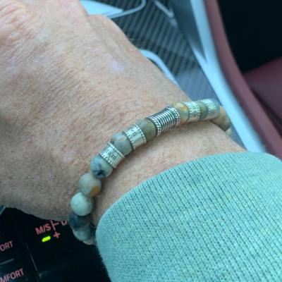 Cross Men Name Bracelet With Picasso Jasper Stones