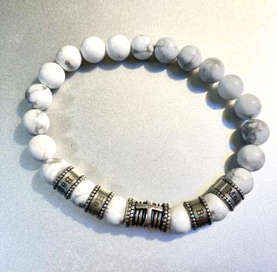 Cross Women Name Bracelet With Howlite Stones [Sterling Silver]