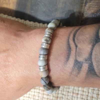 Picasso Jasper Men Name Bracelet - 18K Gold Vermeil