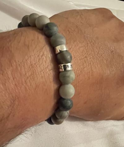 Picasso Jasper Men Name Bracelet - 18K Gold Vermeil