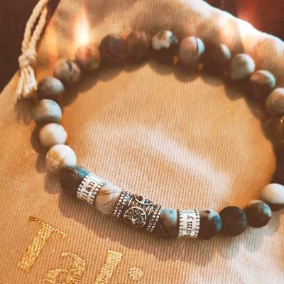 Family Tree Men Name Bracelet with Picasso Jasper Stones