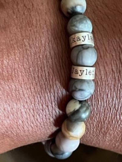 Picasso Jasper Men Name Bracelet - 18K Gold Vermeil