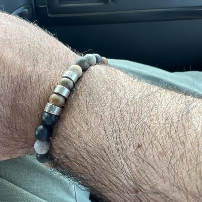 Picasso Jasper Men Name Bracelet - 18K Gold Vermeil