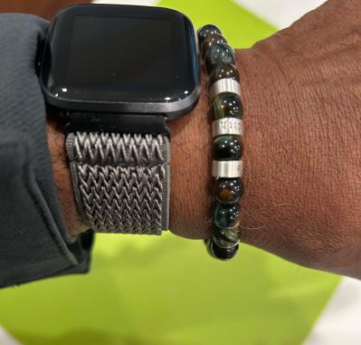 Green Tiger Eye Men Name Bracelet