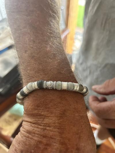 Family Tree Men Name Bracelet with Picasso Jasper Stones