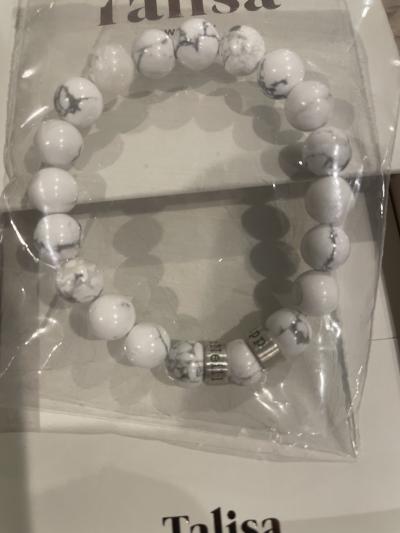 Cross Women Name Bracelet With Howlite Stones [Sterling Silver]