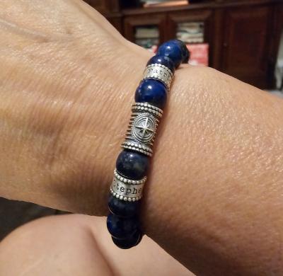 Family Tree Women Name Bracelet With Lapis Lazuli Stones [Sterling Silver]