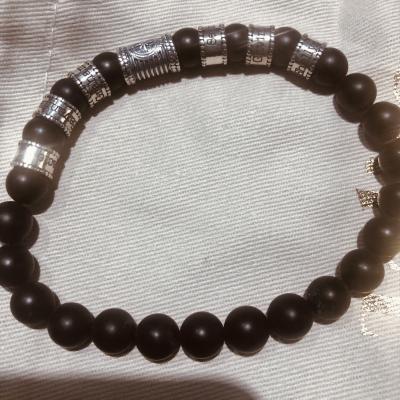 Compass Men Name Bracelet with Black Onyx Stones