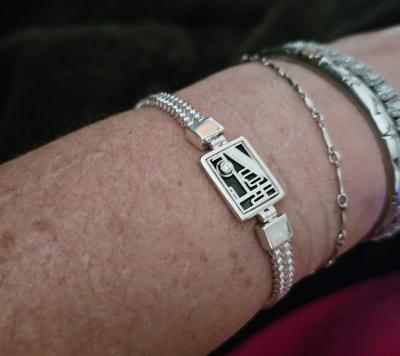 Treasured Spot Map Silhouette Bracelet with Braided Chain [Sterling Silver]