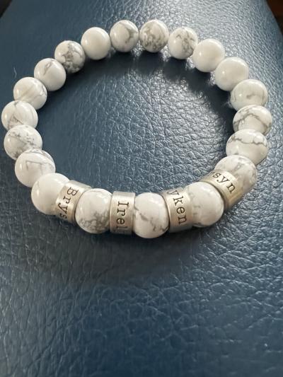 Cross Women Name Bracelet With Howlite Stones [Sterling Silver]