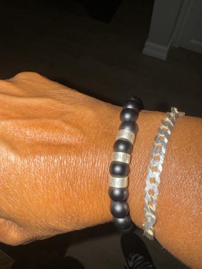 Serene Black Onyx Men Name Bracelet