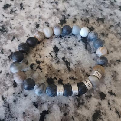 Picasso Jasper Men Name Bracelet - 18K Gold Vermeil