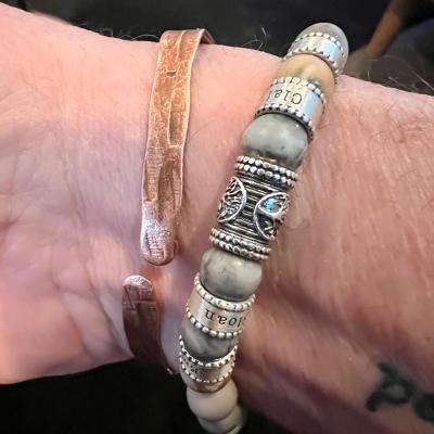 Family Tree Men Name Bracelet with Picasso Jasper Stones
