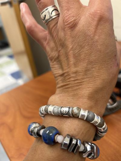 Family Tree Men Name Bracelet with Picasso Jasper Stones