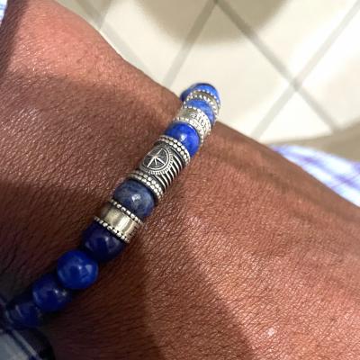 Family Tree Men Name Bracelet with Lapis Lazuli Stones