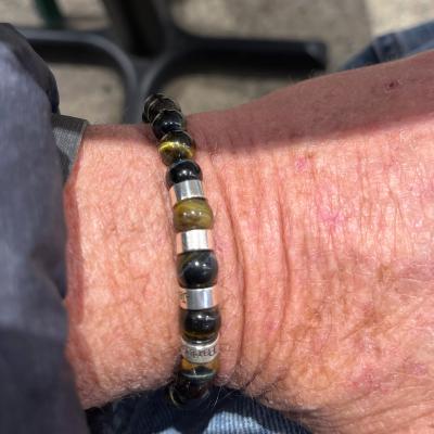 Green Tiger Eye Men Name Bracelet