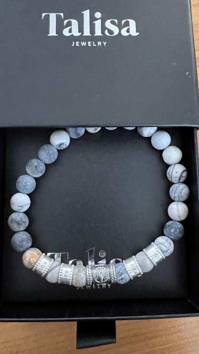 Picasso Jasper Men Name Bracelet - 18K Gold Vermeil