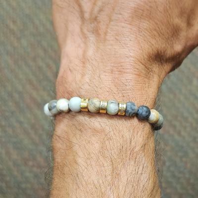 Picasso Jasper Men Name Bracelet [Sterling Silver]