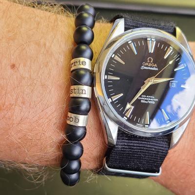 Serene Black Onyx Men Name Bracelet