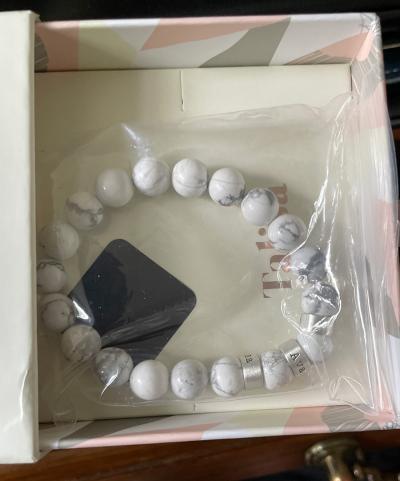 Cross Women Name Bracelet With Howlite Stones [Sterling Silver]