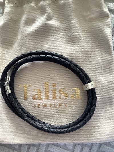 Men Leather Bracelet with Engraved Beads in Sterling Silver