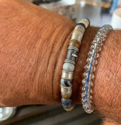 Cross Men Name Bracelet With Picasso Jasper Stones