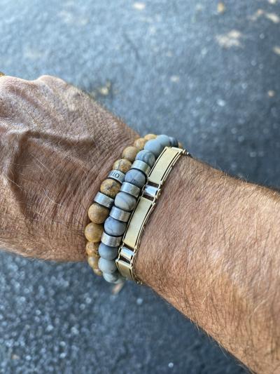 Picasso Jasper Men Name Bracelet [Sterling Silver]