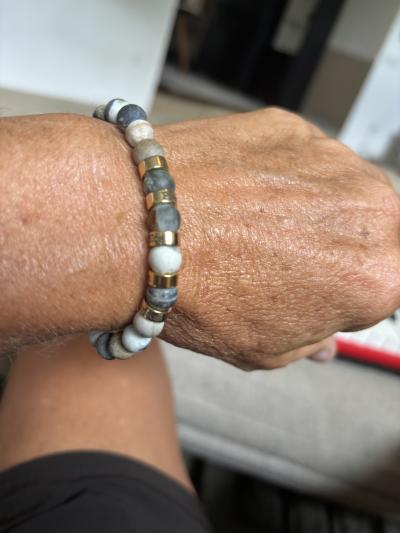 Picasso Jasper Men Name Bracelet - 18K Gold Vermeil