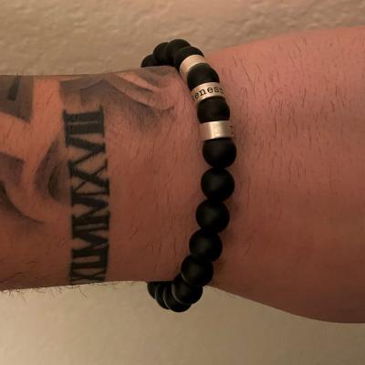 Serene Black Onyx Men Name Bracelet