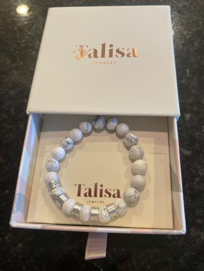 Cross Women Name Bracelet With Howlite Stones [Sterling Silver]