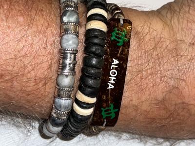 Cross Men Name Bracelet With Picasso Jasper Stones