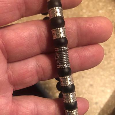 Compass Men Name Bracelet with Black Onyx Stones