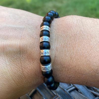Serene Black Onyx Men Name Bracelet
