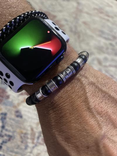 Compass Men Name Bracelet with Black Onyx Stones