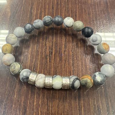 Picasso Jasper Men Name Bracelet - 18K Gold Vermeil