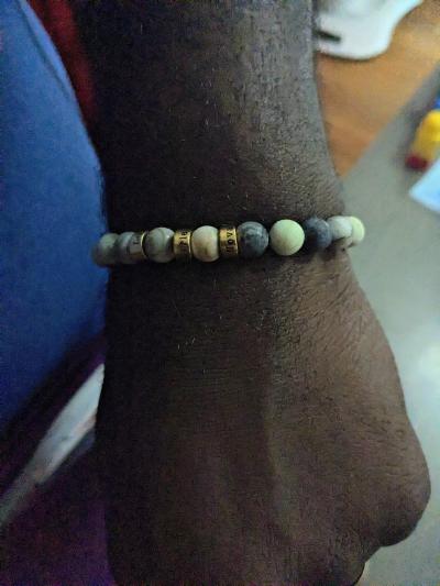 Picasso Jasper Men Name Bracelet - 18K Gold Vermeil