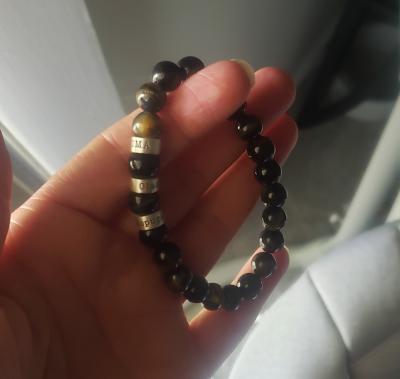 Green Tiger Eye Men Name Bracelet