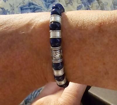 Family Tree Women Name Bracelet With Lapis Lazuli Stones [Sterling Silver]
