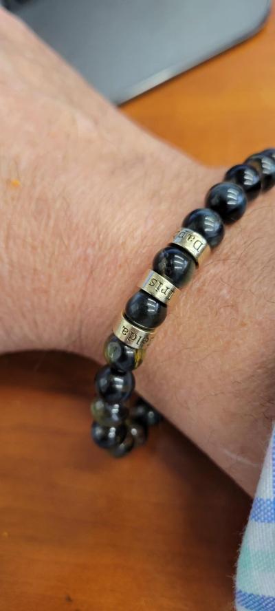 Green Tiger Eye Men Name Bracelet