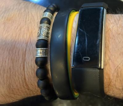 Compass Men Name Bracelet with Black Onyx Stones