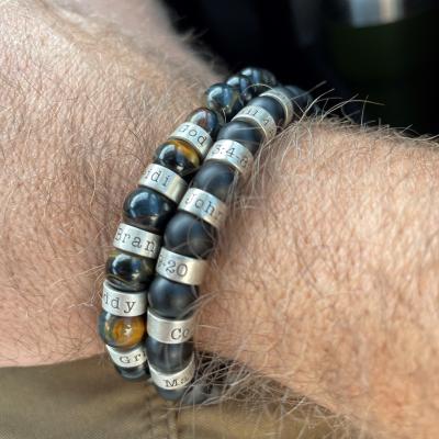 Green Tiger Eye Men Name Bracelet